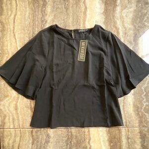 NWT Mikarose Black Trumpet Sleeve Flowy Top/Blouse